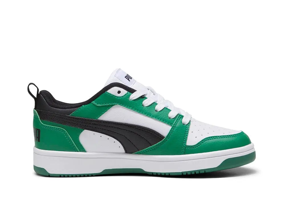 Zapatilla Puma Rebound V6 Niños Blanco - Negro - Verde