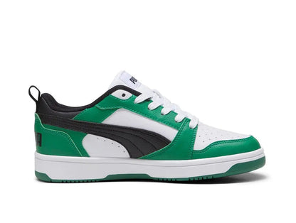 Zapatilla Puma Rebound V6 Niños Blanco - Negro - Verde