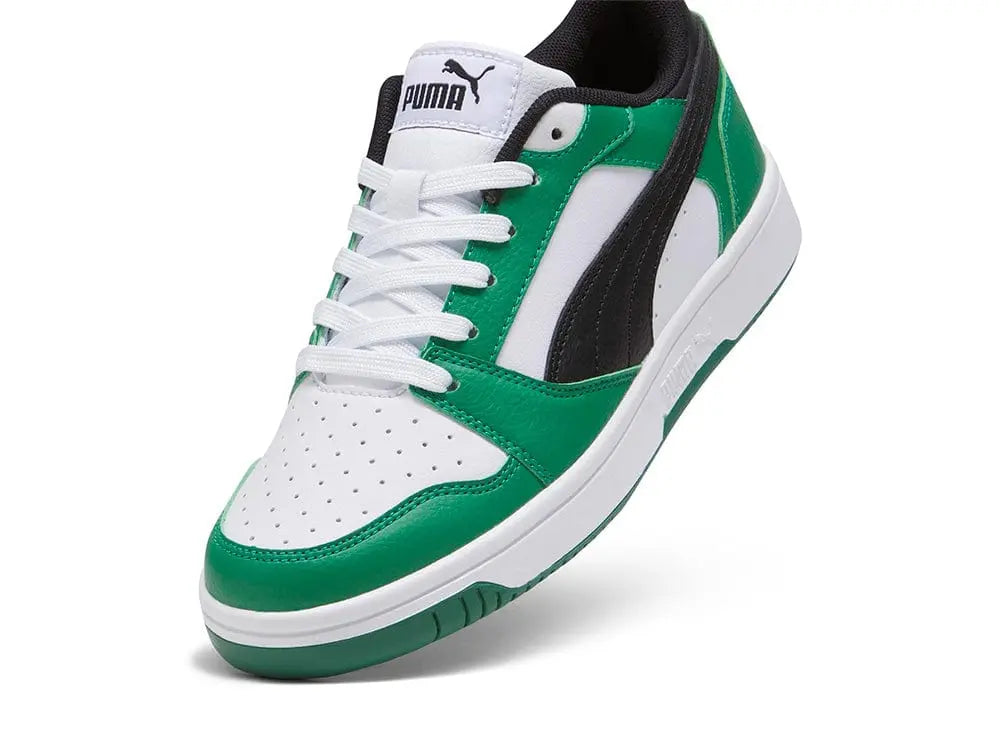 Zapatilla Puma Rebound V6 Niños Blanco - Negro - Verde