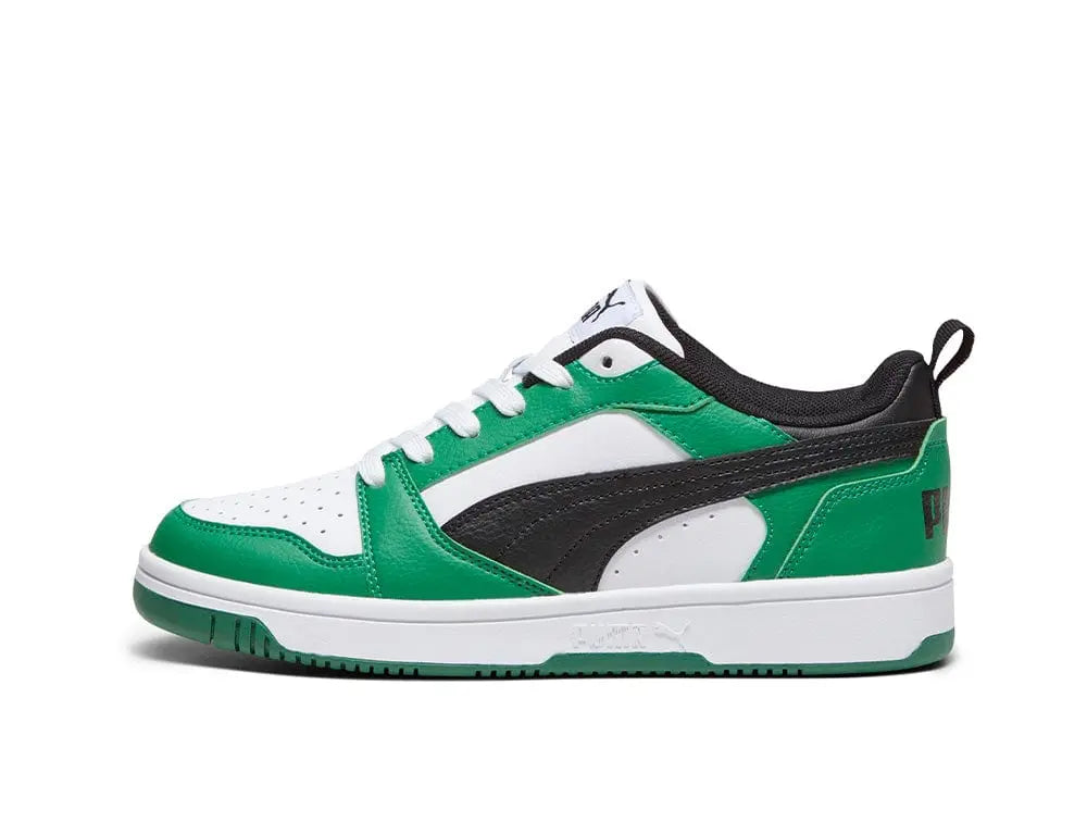 Zapatilla Puma Rebound V6 Niños Blanco - Negro - Verde