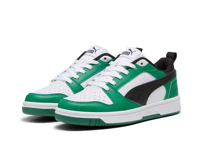 Zapatilla Puma Rebound V6 Niños Blanco - Negro - Verde