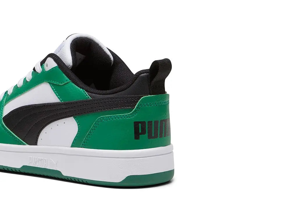 Zapatilla Puma Rebound V6 Niños Blanco - Negro - Verde